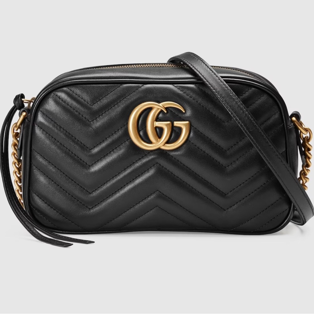 Gucci GG Marmont Black Leather Crossbody Bag